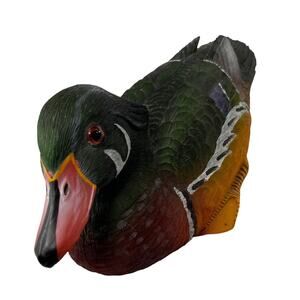 Resin Vintage Duck Sculpture Decoy Home Decor Life Like Look And Colors 8"X4"
